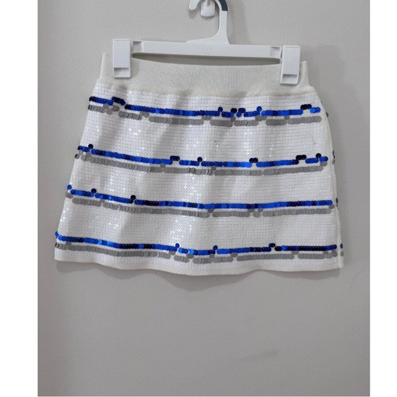 Dresses & Skirts - Chic White and Blue Sequin Mini Skirt